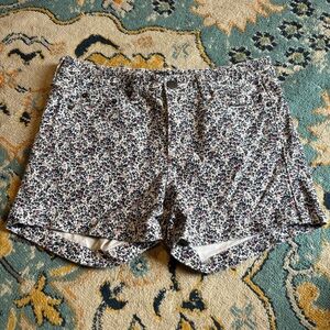 J. Crew Floral Cotton Denim Shortie Shorts Size 2 Preppy Summer Beach Festival